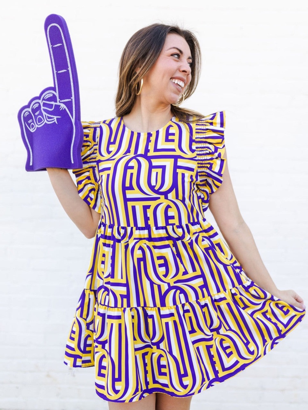 Michelle McDowell Everly ECU/LSU Dress Purple Gold Touchdown Women’s Size Medium